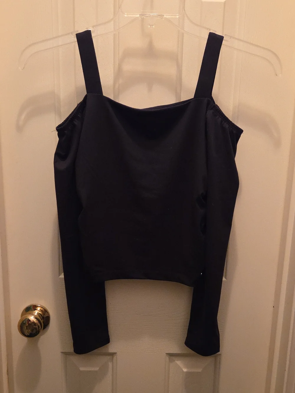 Justice Black Cold-Shoulder Long Sleeve Top
